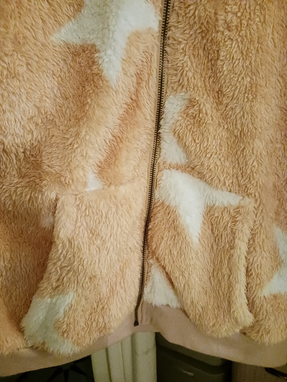 Star-Print Hooded Sherpa Jacket Cozy Zip Hoodie - Picture 8 of 15